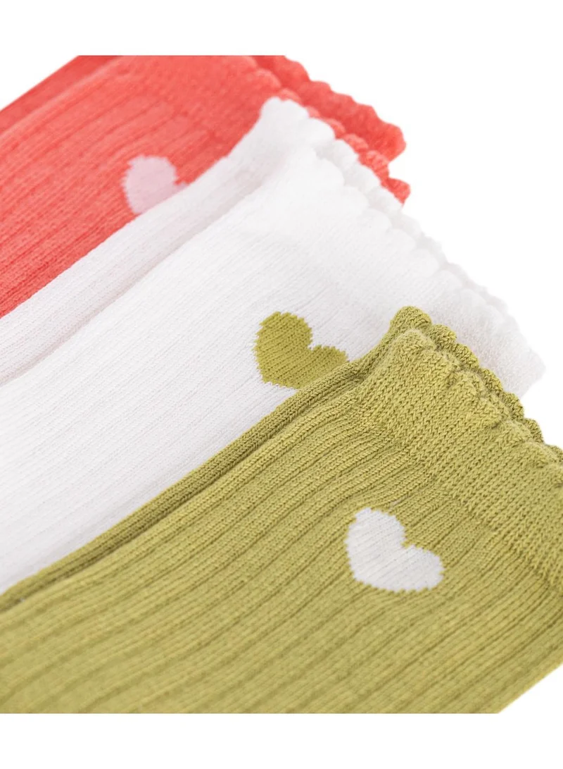 بيتي باتو Girls' jacquard heart-patterned cotton socks - 2-pack
